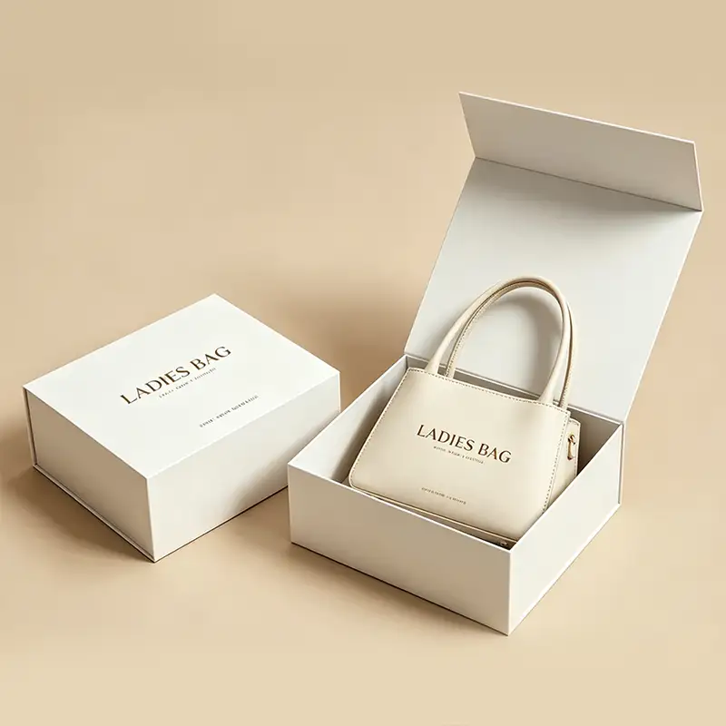Boîte d'emballage personnalisée en carton recyclé pour vêtements et chaussures, avec fermeture magnétique, revêtement UV, papier estampé, fabriquée par lots à partir de matériaux recyclés. 1