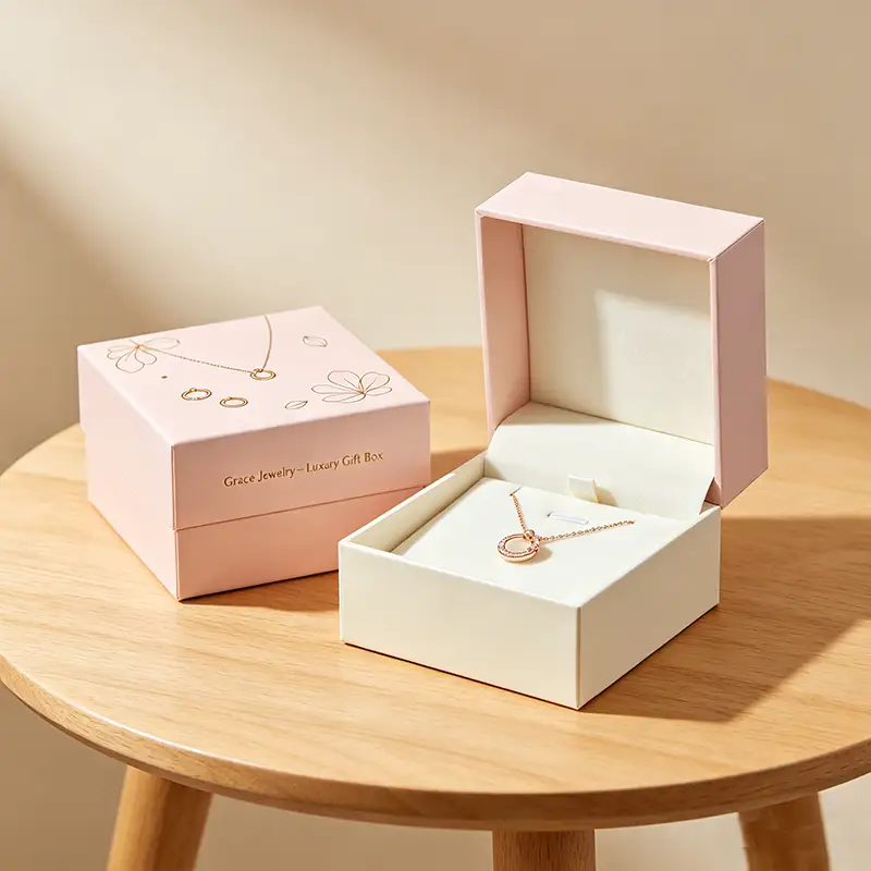 Customized Flip-top Recyclable Custom Pink Engagement Ring Jewelry Box Closure Paperboard Material Matt Lamination Finish 1