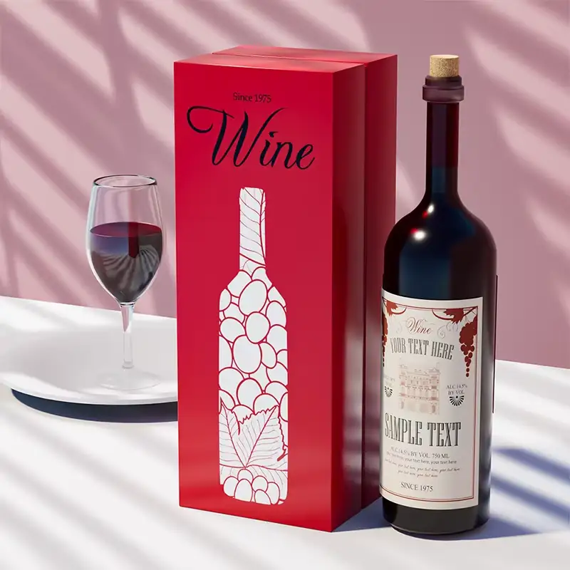 Deluxe Custom logo Color with Handle Portable Bottle Paper Packaging Boxes Magnetic Wine Box 1