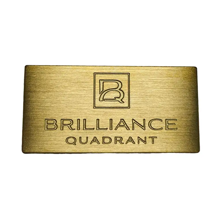 Placa de identificación personalizada de latón cepillado con adhesivo 3M. 1