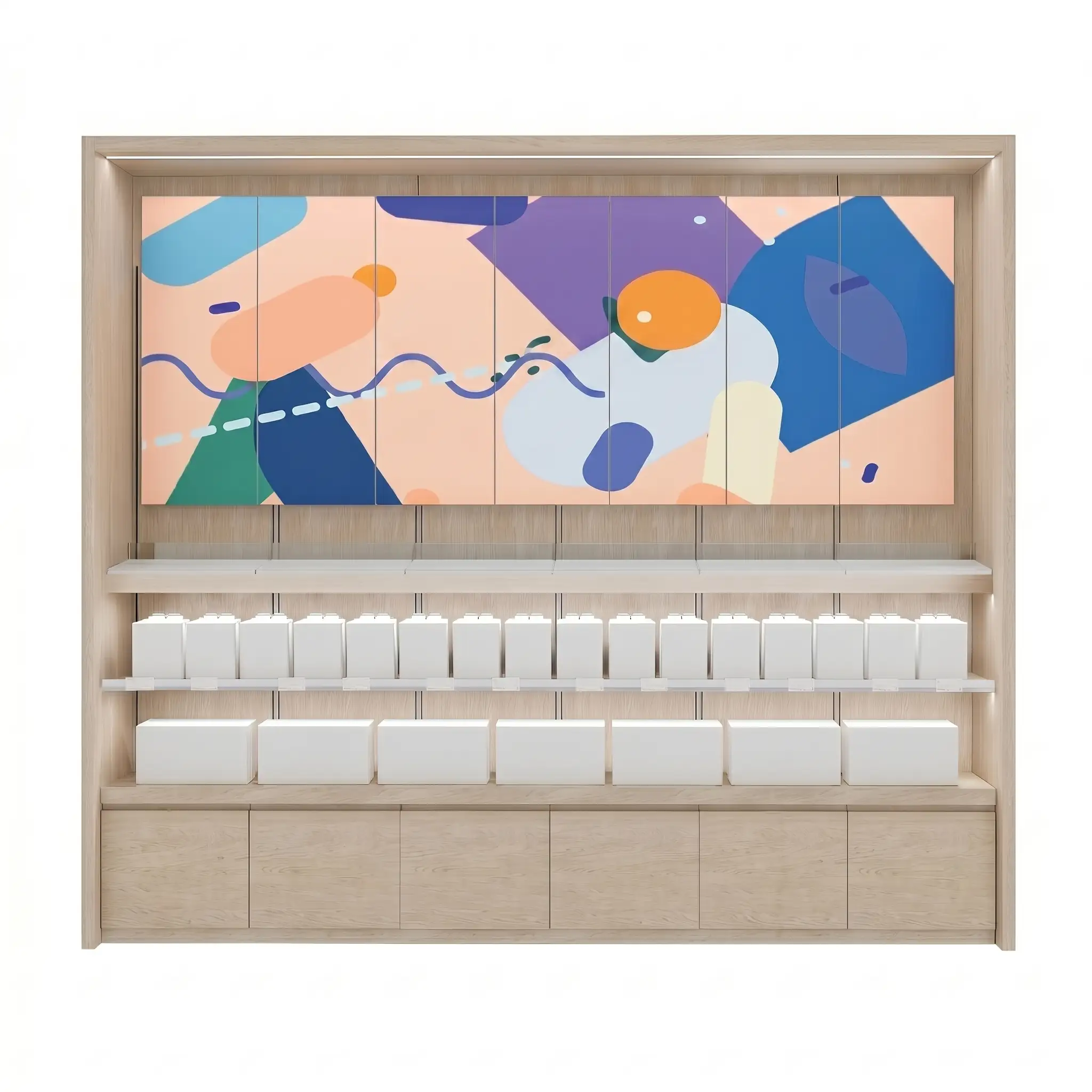 Beleuchteter Grafikwandschrank für den 3C-Einzelhandel 1