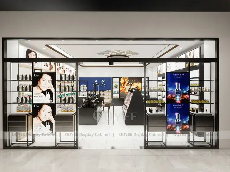 Negozio di cosmetici Black Gold con scaffali a isola angolari 1
