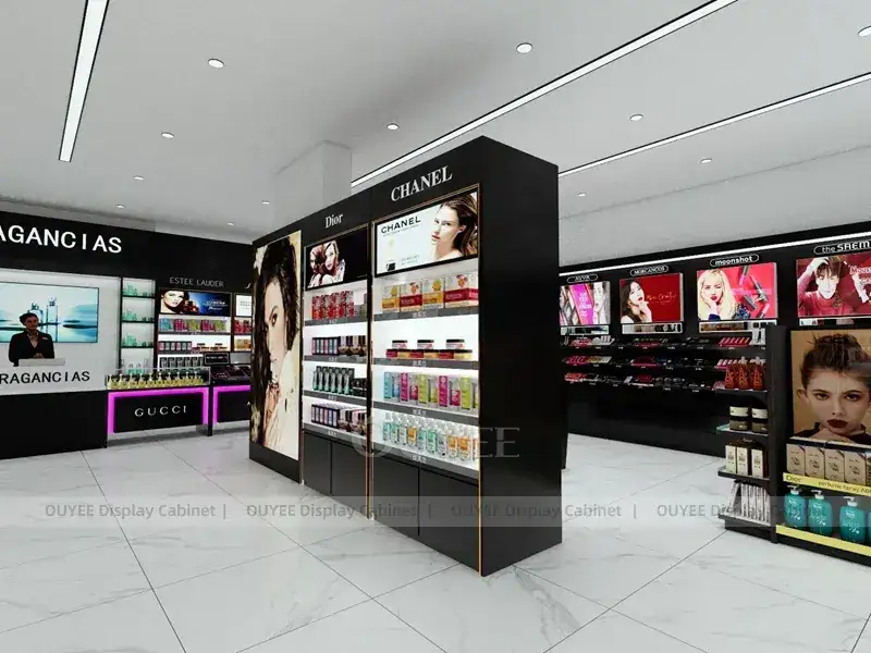 Boutique Givenchy de cosmétiques noirs avec table d'exposition en verre 1