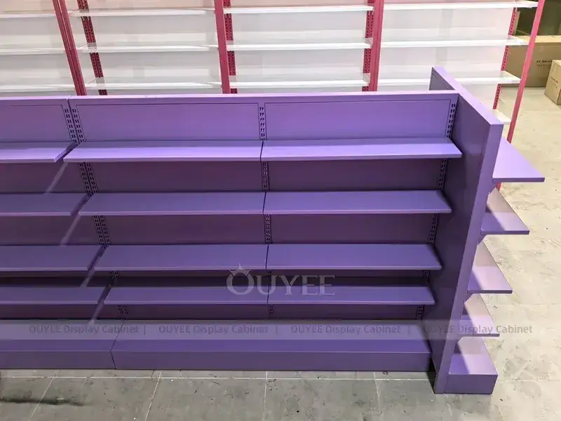 Rayonnages gondoles violets à plusieurs niveaux pour la vente au détail 1