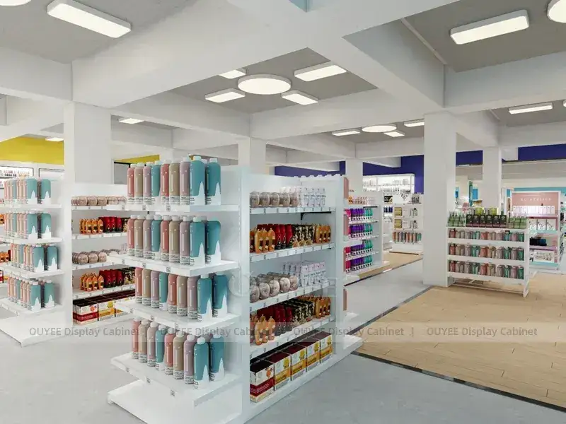 Negozio di prodotti per capelli Blue White con vetrina a parete 1