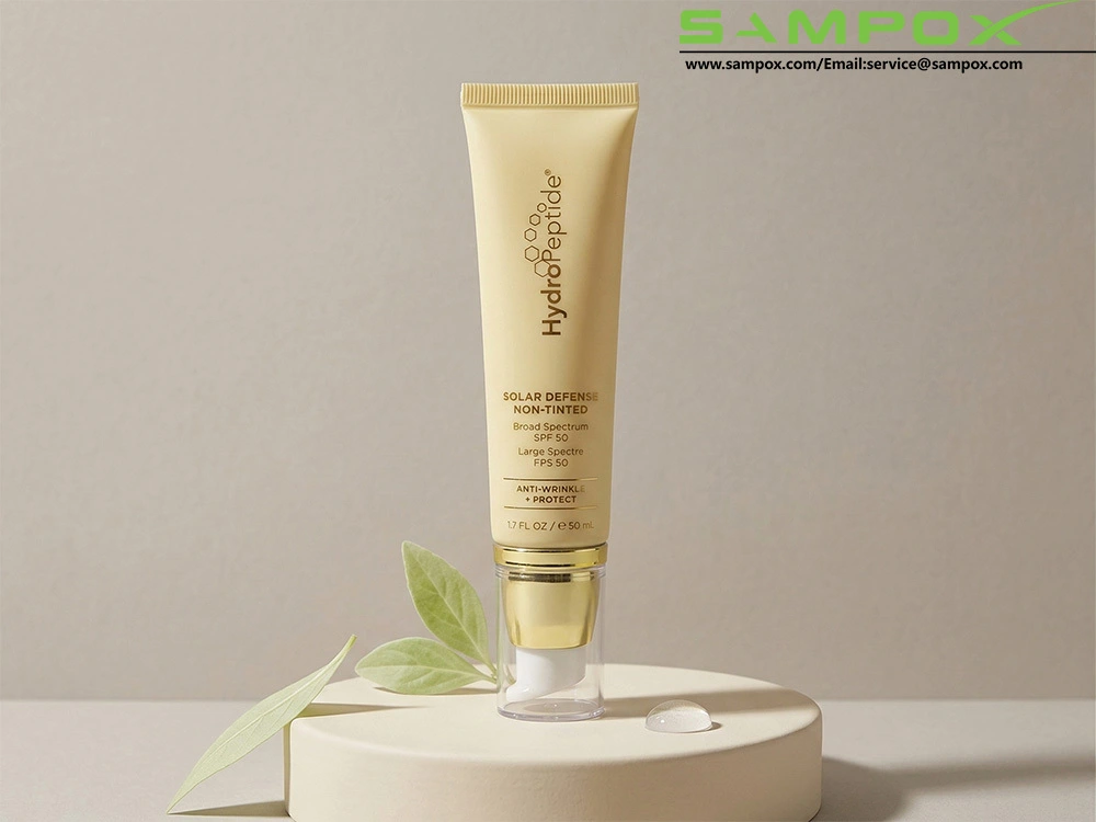 Golden Beige ABL Sunscreen Tube 50ml 30mm with Airless Pump and Hot Stamping 1