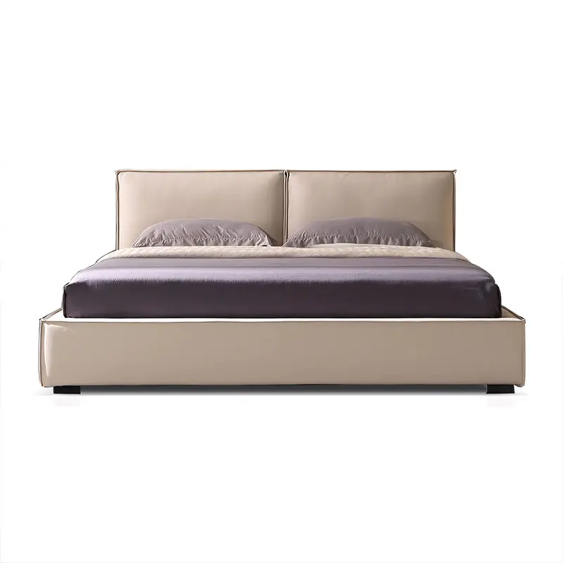 Modern Block‑Style Bed Rectangular Panel Headboard Upholstered Bed--KY-B03 1
