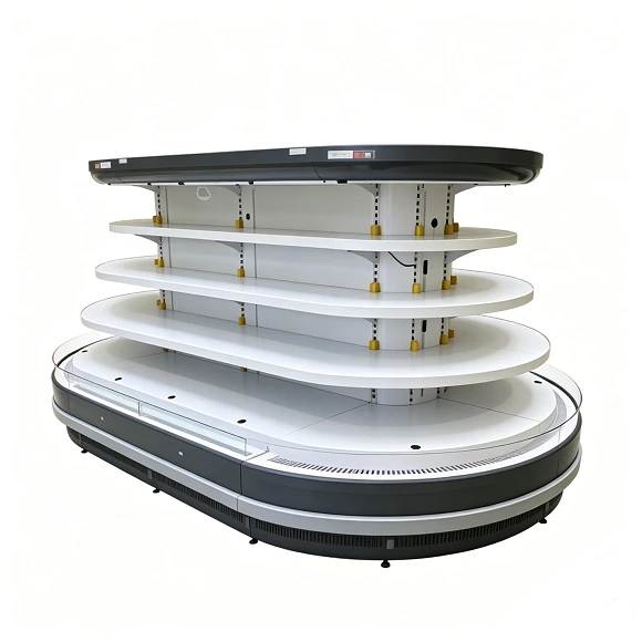 خزانة عرض دائرية من كايسيد مزودة بستارة هوائية | عرض مبرد تجاري للبيض ومنتجات الألبان والأطعمة الجاهزة والمنتجات الطازجة 1