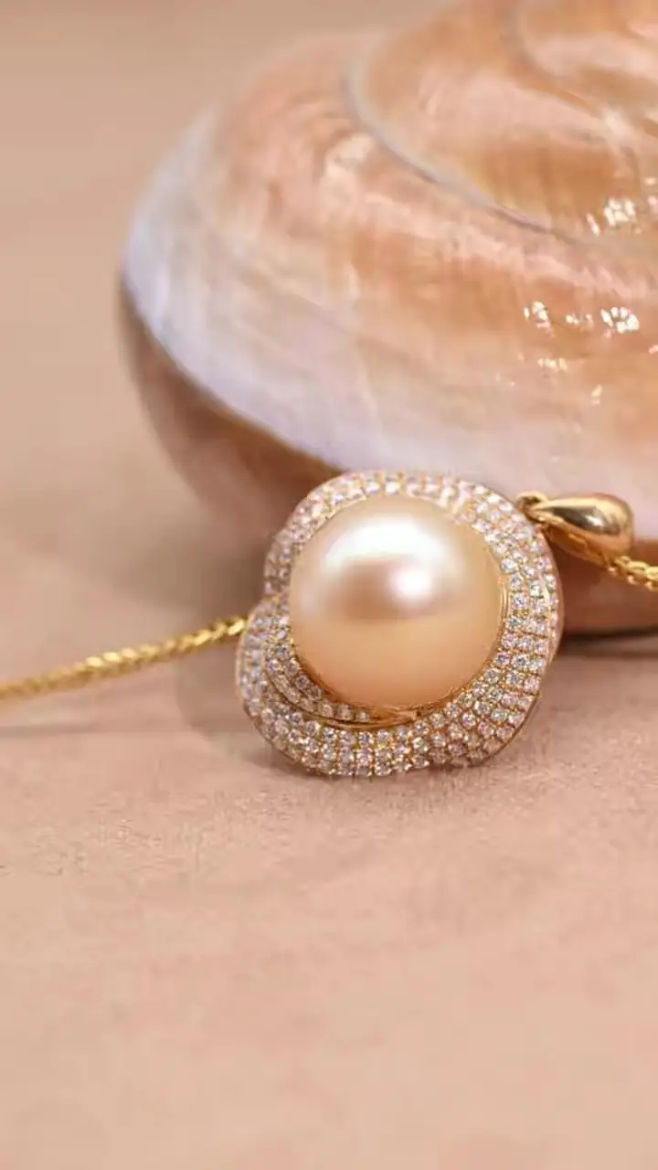 Подвеска из 18-каратного золота с золотым жемчугом Южных морей, ожерелье из натурального морского жемчуга 14-15 мм для женщин. 1