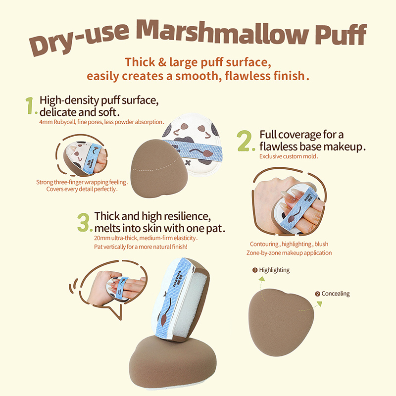 YAOZHI Pipi Family Series Makeup Puffs - Ultra-Soft Thick Sponge Powder Puff Set for Foundation, Setting Powder & Cushion 6