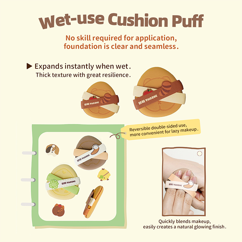YAOZHI Pipi Family Series Makeup Puffs - Ultra-Soft Thick Sponge Powder Puff Set for Foundation, Setting Powder & Cushion 8