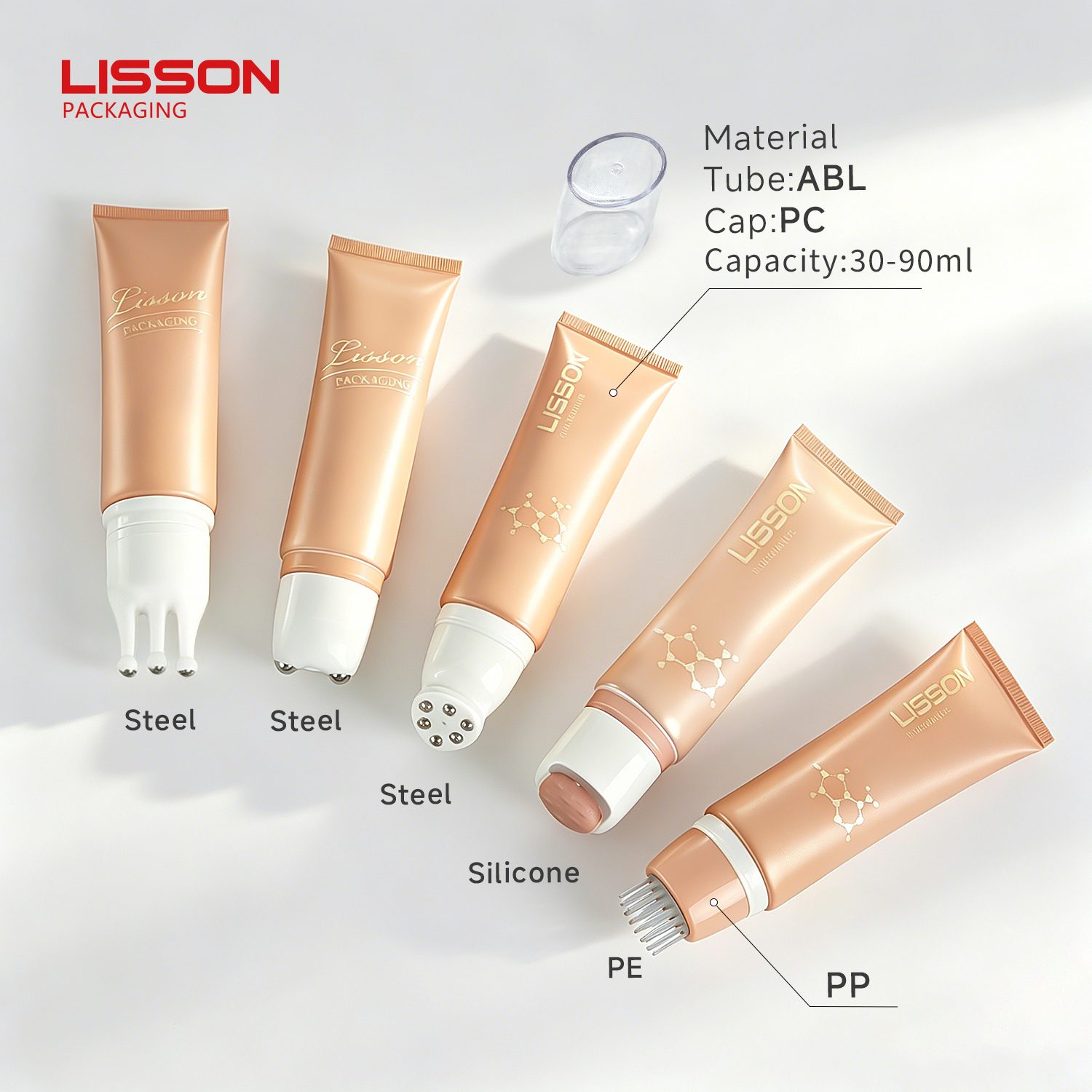 Tubos aplicadores personalizados ABL Squeeze de 30 ml a 90 ml, diámetro 30 mm 8