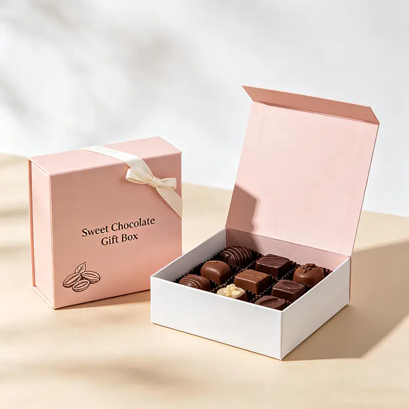 Luxury Custom Recyclable Chocolates Packaging Boxes Sets Gold Foil Matt Lamination for Wedding Festive Book Type Chocolate Box 1