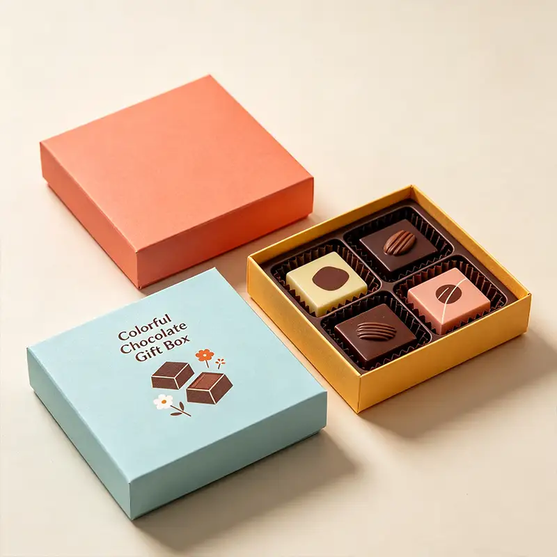 Popular Design Features Pattern Fancy Truffle Packaging Boxes Paper Tray Cover Recyclable Square Corrugated Board Chocolate Box 1