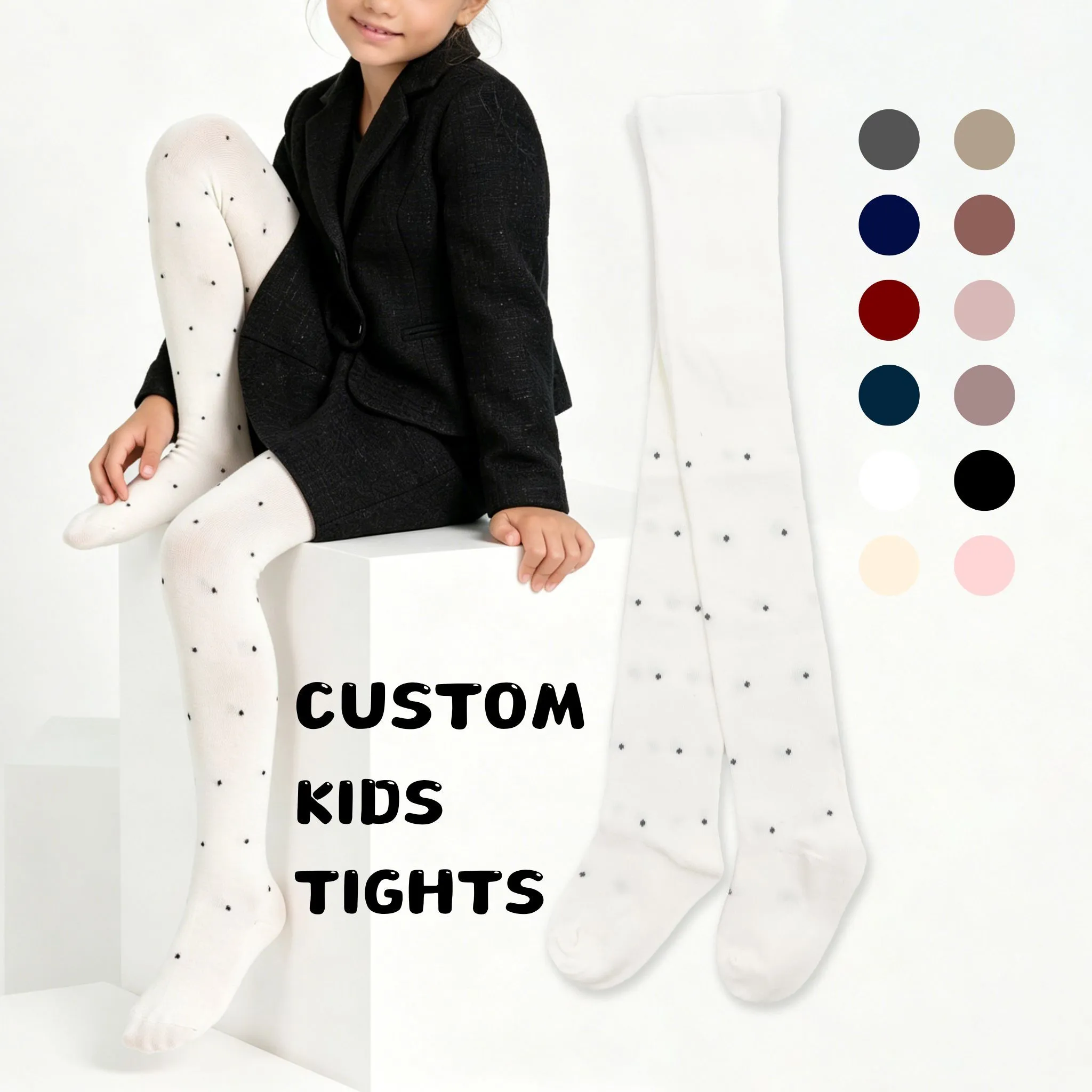 Детские колготки на заказ для девочек, вязаные колготки, детские хлопковые колготки, не скатывающиеся, HY-T-056 1