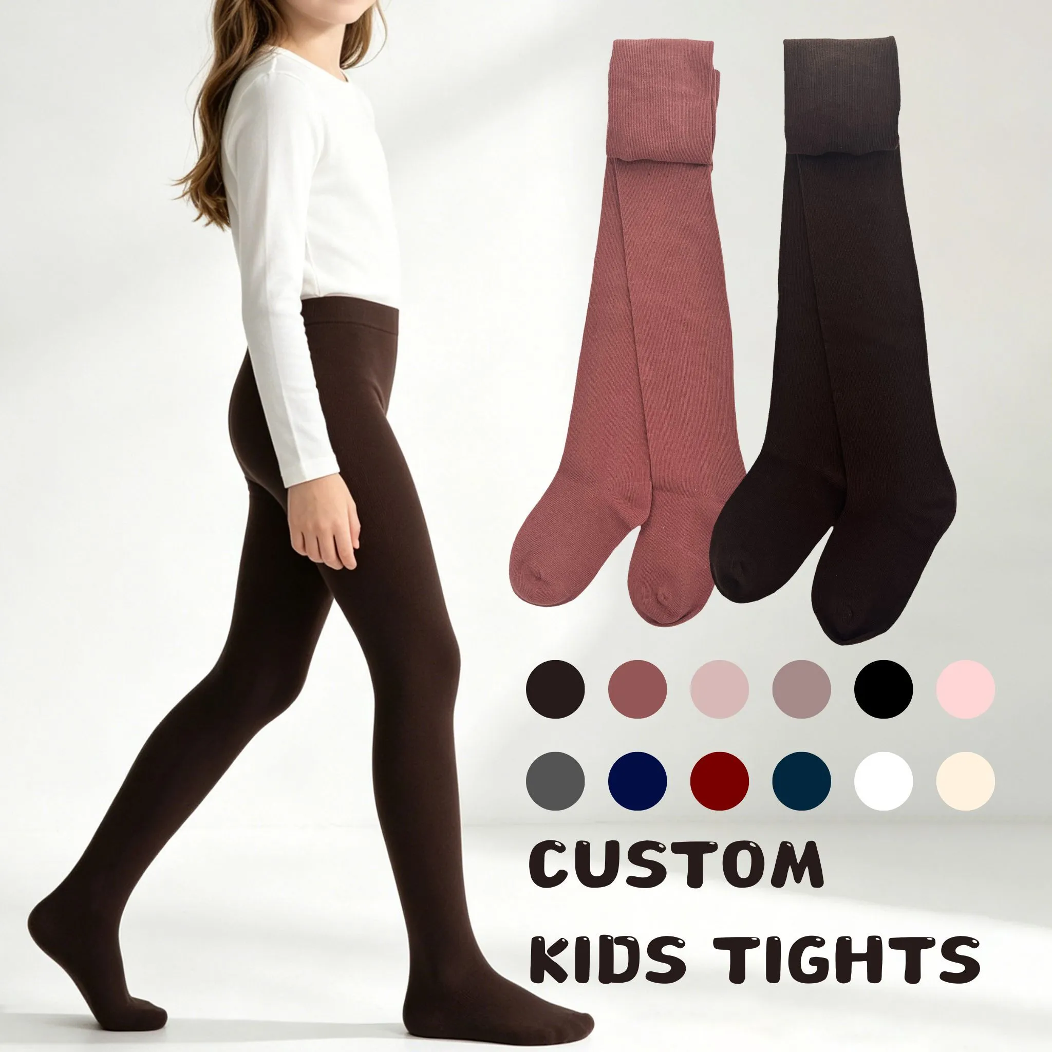 جوارب صوفية محبوكة للأطفال للبنات، مقاومة للوبر، مناسبة للطالبات HY-T-057 1