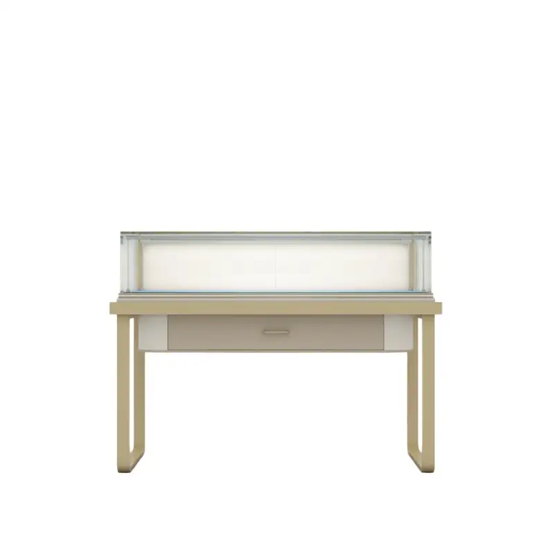 Comptoir de vente rectangulaire en verre avec un seul tiroir 1