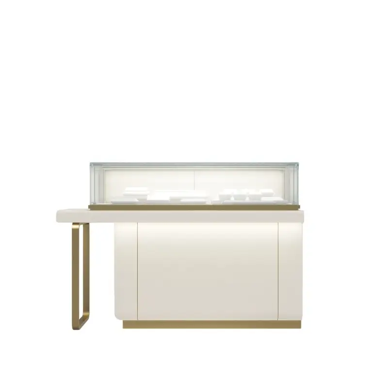 طاولة عرض زجاجية غير متماثلة للبيع بالتجزئة بقاعدة صلبة 1