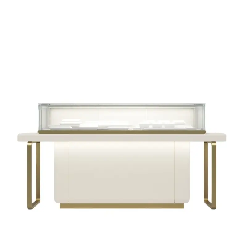 طاولة عرض زجاجية عائمة للبيع بالتجزئة مع خزانة مركزية 1