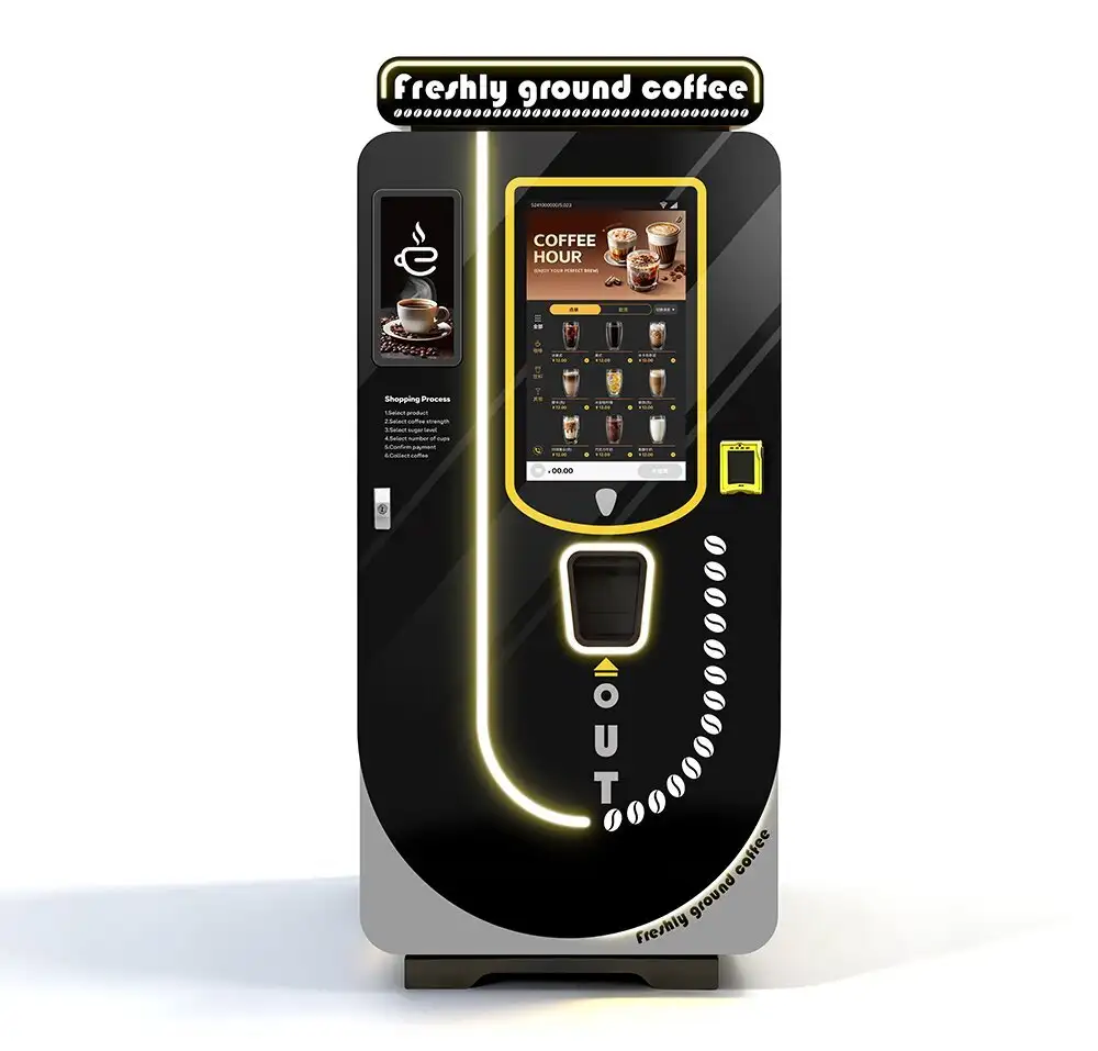 Freshly ground coffee vending machine with a 64mm professional grinder and a large capacity of 250 cups ﻿| Haloo 1