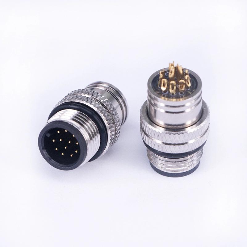 M12 A-Coded 12-Pin Male Wire Bonding Industrial Circular Connector ADAMICU 1