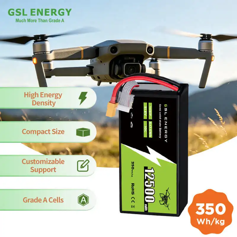 GSL Energy 12,5 Ah Semi-Solid-State-UAV-Batterie 22,2 V 44,4 V 51,8 V leichte Drohnenbatterie