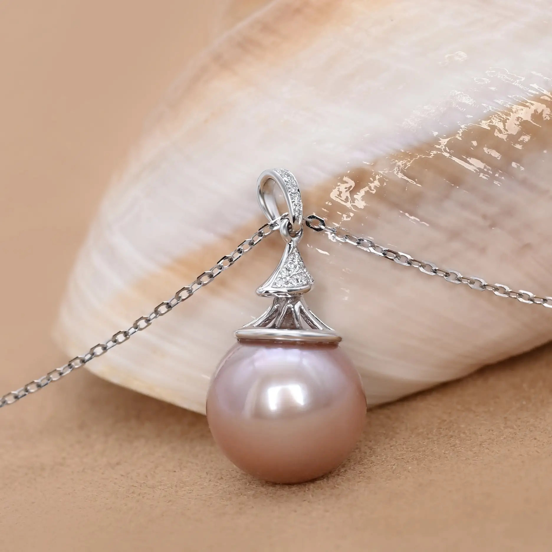 Ожерелье из пресноводного фиолетового жемчуга 18 карат, диаметр 13-14 мм, с подвеской из натуральных бриллиантов, премиум-класса. 1