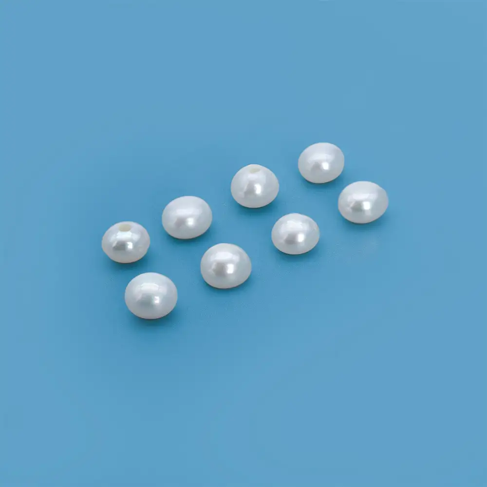 Perlas sueltas de agua dulce de grado 5A, de 6-7 mm, con forma de botón de pan, para la fabricación de joyas. 1