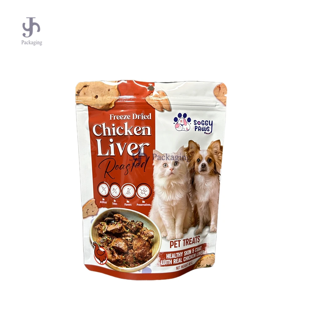 Custom Stand-Up Pet Freeze Dried Bags | Durable Aluminum Foil Packaging for Chicken Liver & Duck Pet Snacks 1
