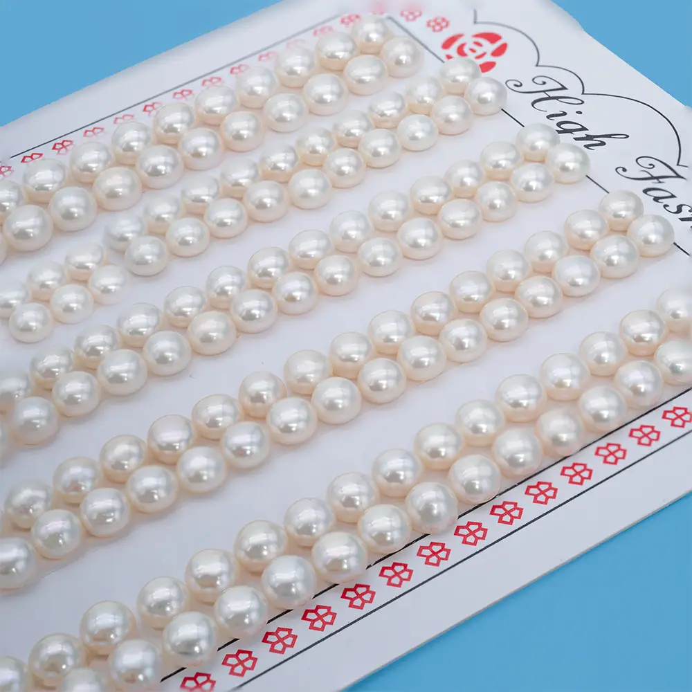 Perlas sueltas de agua dulce de grado 5A, de 7-8 mm, con forma de botón de pan, para la fabricación de joyas. 1