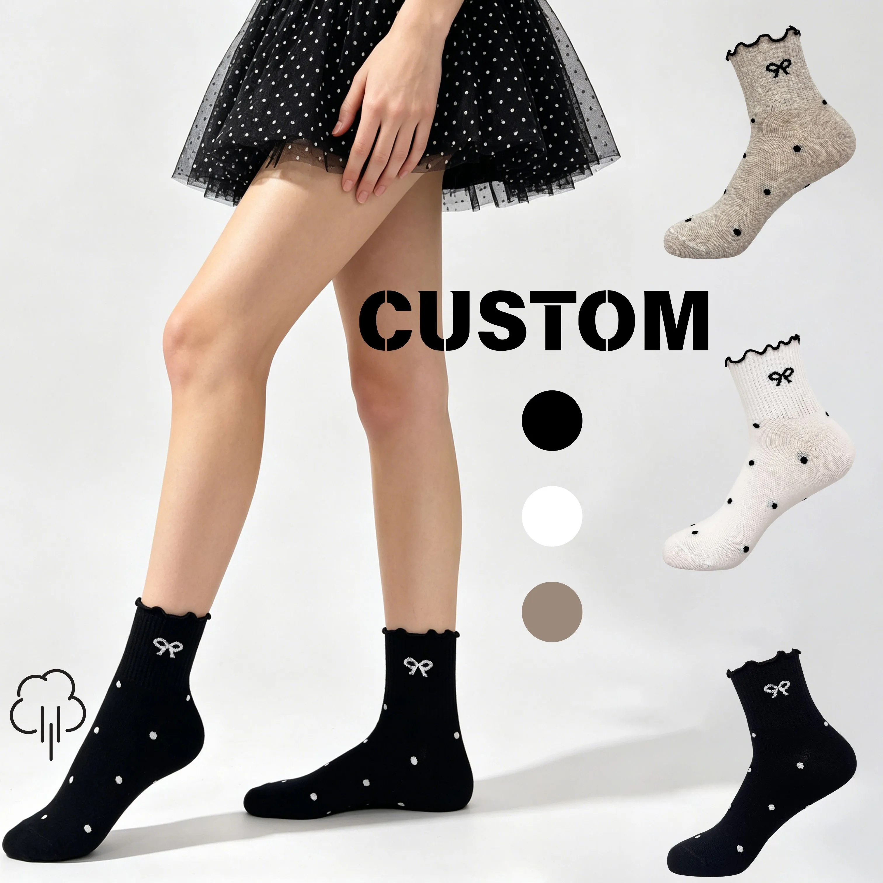 Chaussettes tricotées respirantes personnalisées pour femmes, chaussettes basses pour le printemps et l'été HY-W-130 1