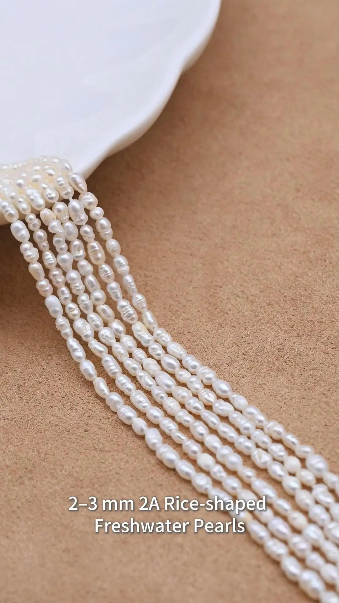 2-3mm 2A White Rice Shape Natural Freshwater Pearl Strand for Jewelry Making 1
