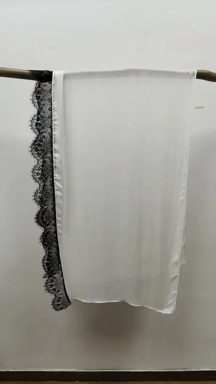 Custom Elegant Lace Embroidery Modal Hijab Breathable Woven Light Weight Shawl 1