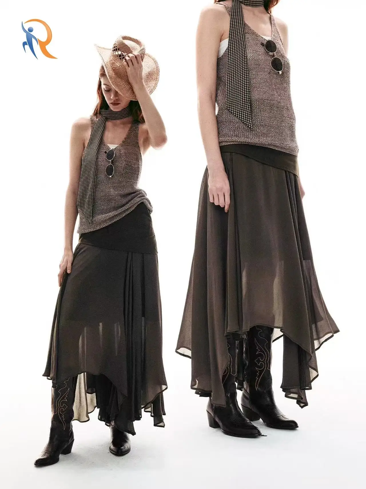 تنورة متوسطة الطول غير منتظمة متعددة الاستخدامات مناسبة للارتداء اليومي 1