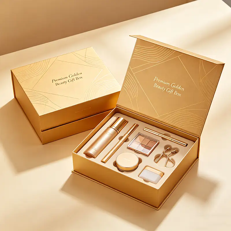 Coffret cadeau carré pliable de luxe recyclable avec impression à la feuille d'or pour emballages personnalisés de lunettes de soleil et de t-shirts 1