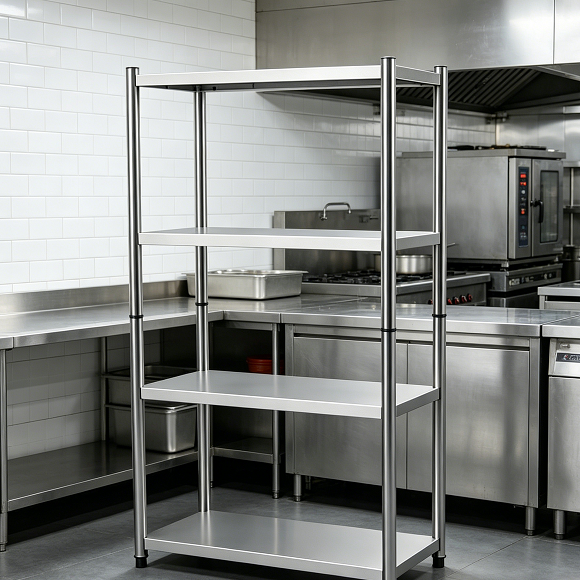 Estante comercial Kaesid de 4 níveis em aço inoxidável para cozinhas de restaurantes e armazéns, aço inoxidável 201/304. 2