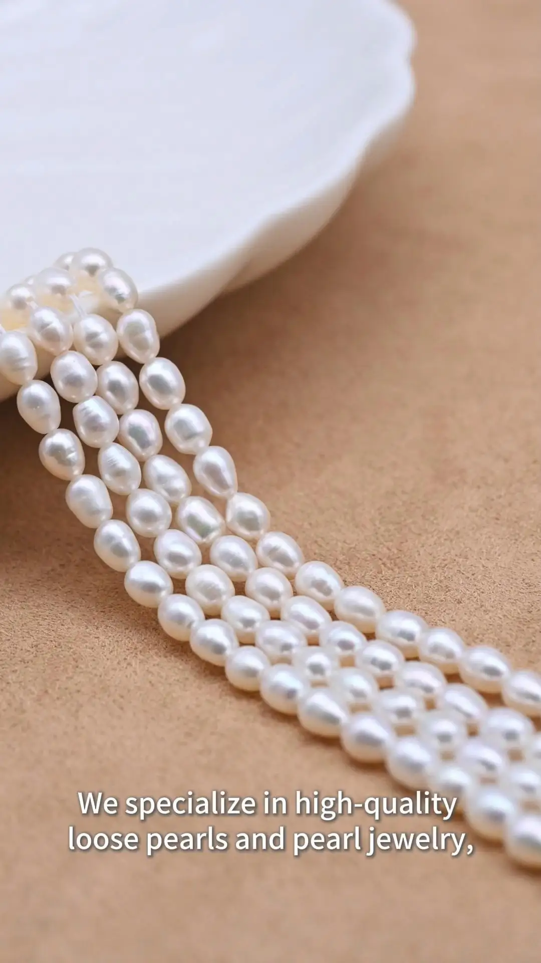 3-4mm 3A White Rice Shape Natural Freshwater Pearl Strand for Jewelry Making 1