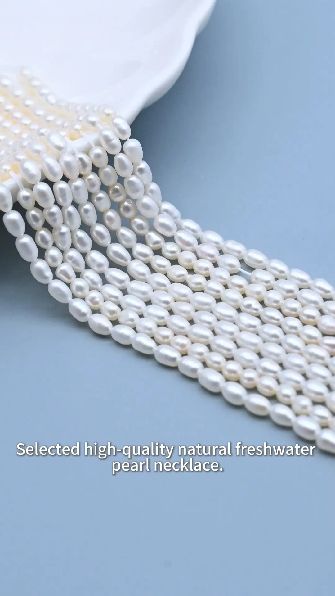 3-4mm 4A White Rice Shape Natural Freshwater Pearl Strand for Jewelry Making 1