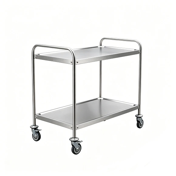 Carro de servicio comercial de acero inoxidable Kaesid | Carro de catering resistente de 2/3 niveles con embalaje plano para cocinas de restaurantes 1