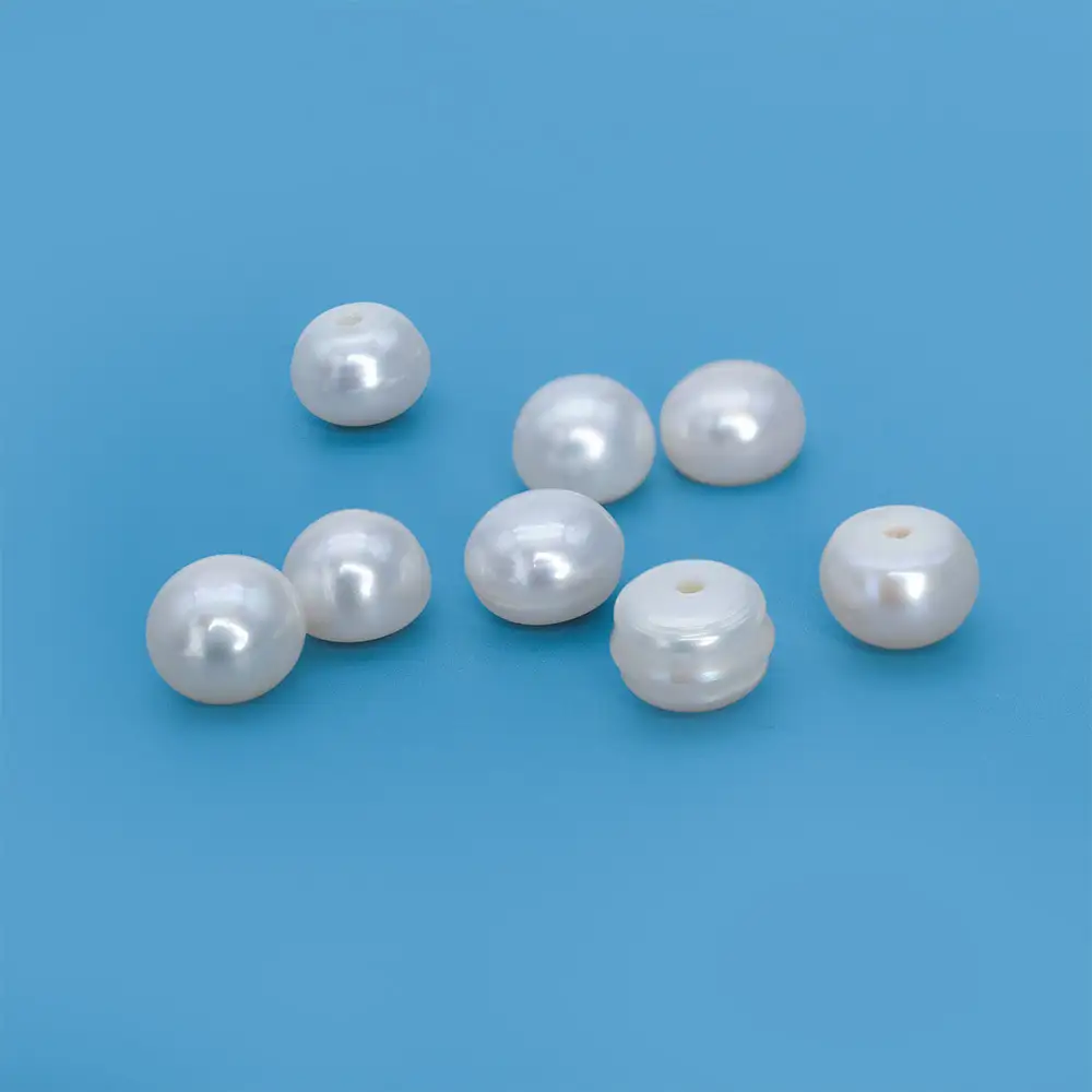 8-9MM 5A Grade Freshwater Bread Button Shape Loose Beads Pearl for Jewelry Making 1