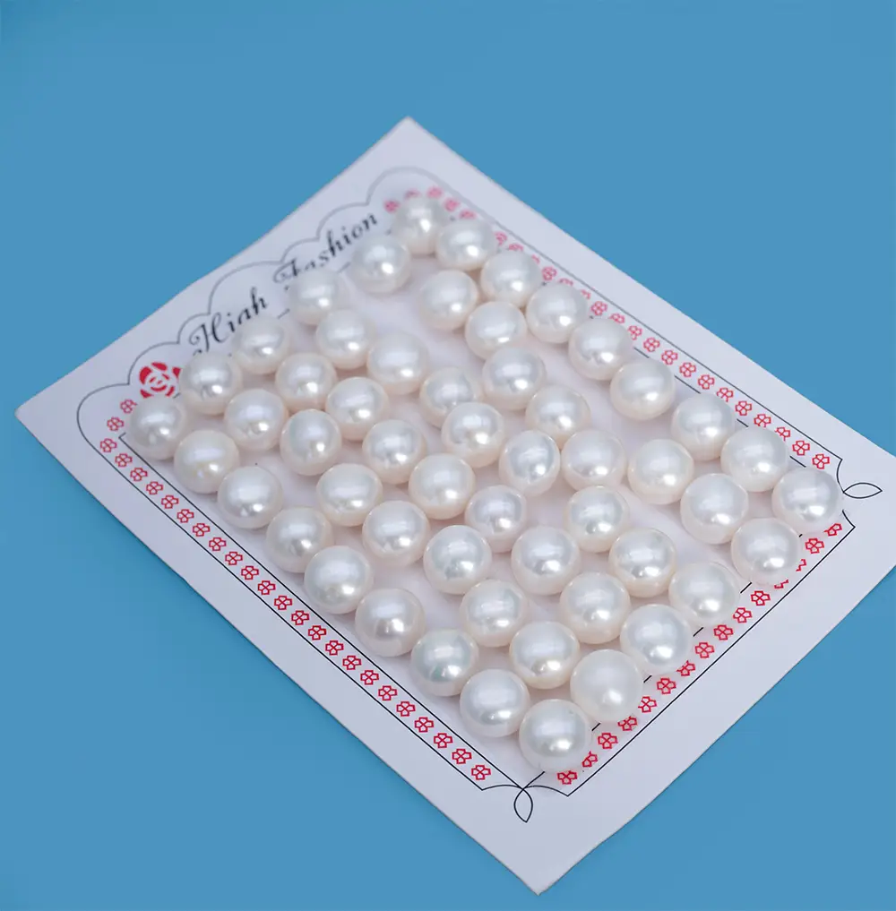 9-10MM 5A Grade Freshwater Bread Button Shape Loose Beads Pearl for Jewelry Making 1