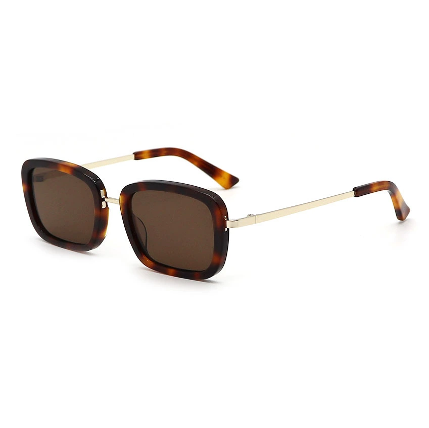 Minimalist Square Acetate Sunglasses HA24633 with Metal Bridge 1