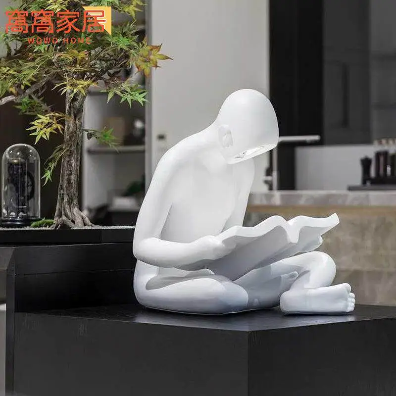 Современная настольная лампа «Человек для чтения», абстрактная скульптура человека, декоративная прикроватная лампа для спальни, гостиной. 1