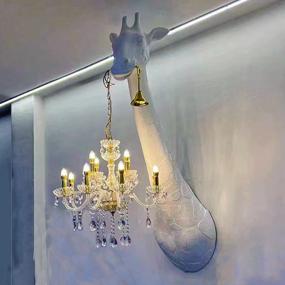 Lámpara de pared con forma de jirafa, original y llamativa, con escultura animal. 3