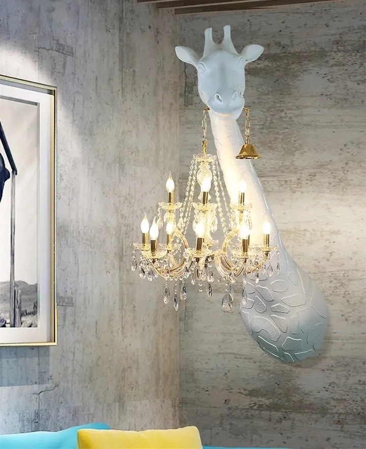 Lámpara de pared con forma de jirafa, original y llamativa, con escultura animal. 5