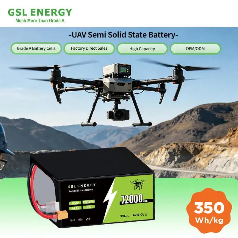 Batería de litio semisólida de la batería del abejón del fabricante 72Ah de la batería del UAV de GSL Energy