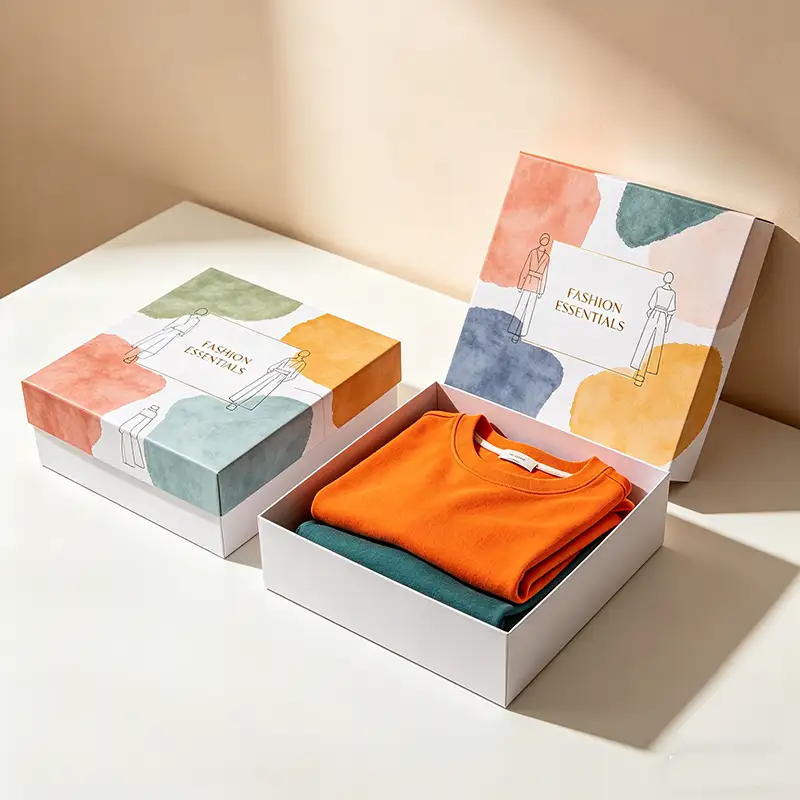 Boîtes carrées rigides personnalisées en carton recyclable, lamination brillante, logo imprimé, design simple, couvercle et base de couleur unie pour l'expédition 1