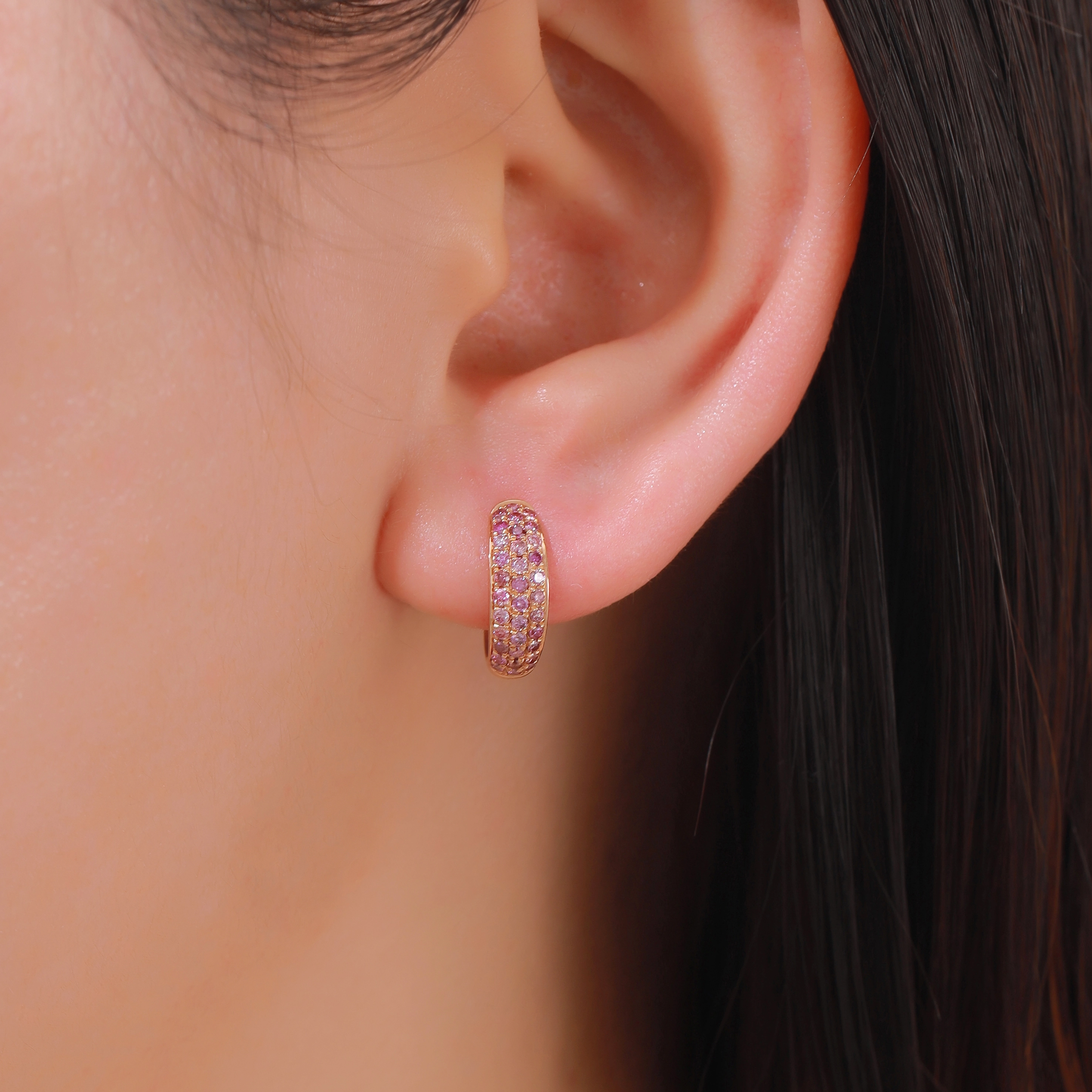 Full-Cut Diamond Stud Earrings Pink Round Stud Earrings 0.494ct VS ZKFZ025 1