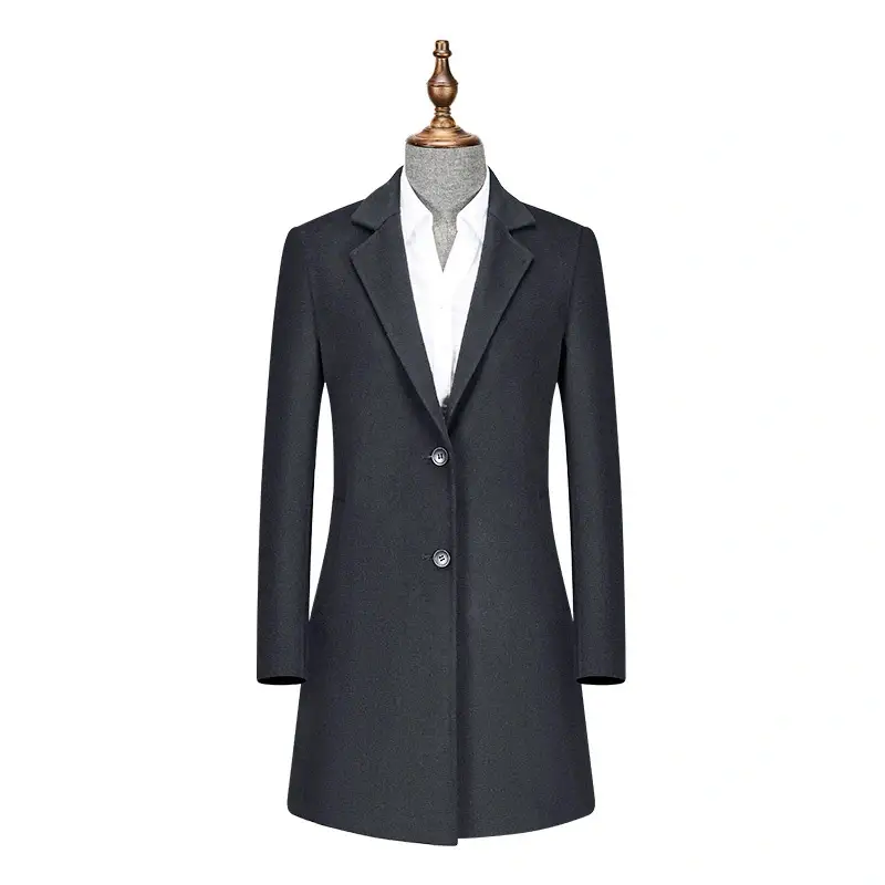 DWS5002 Women's Navy Blue 50% Wool Double-Sided Coat 1
