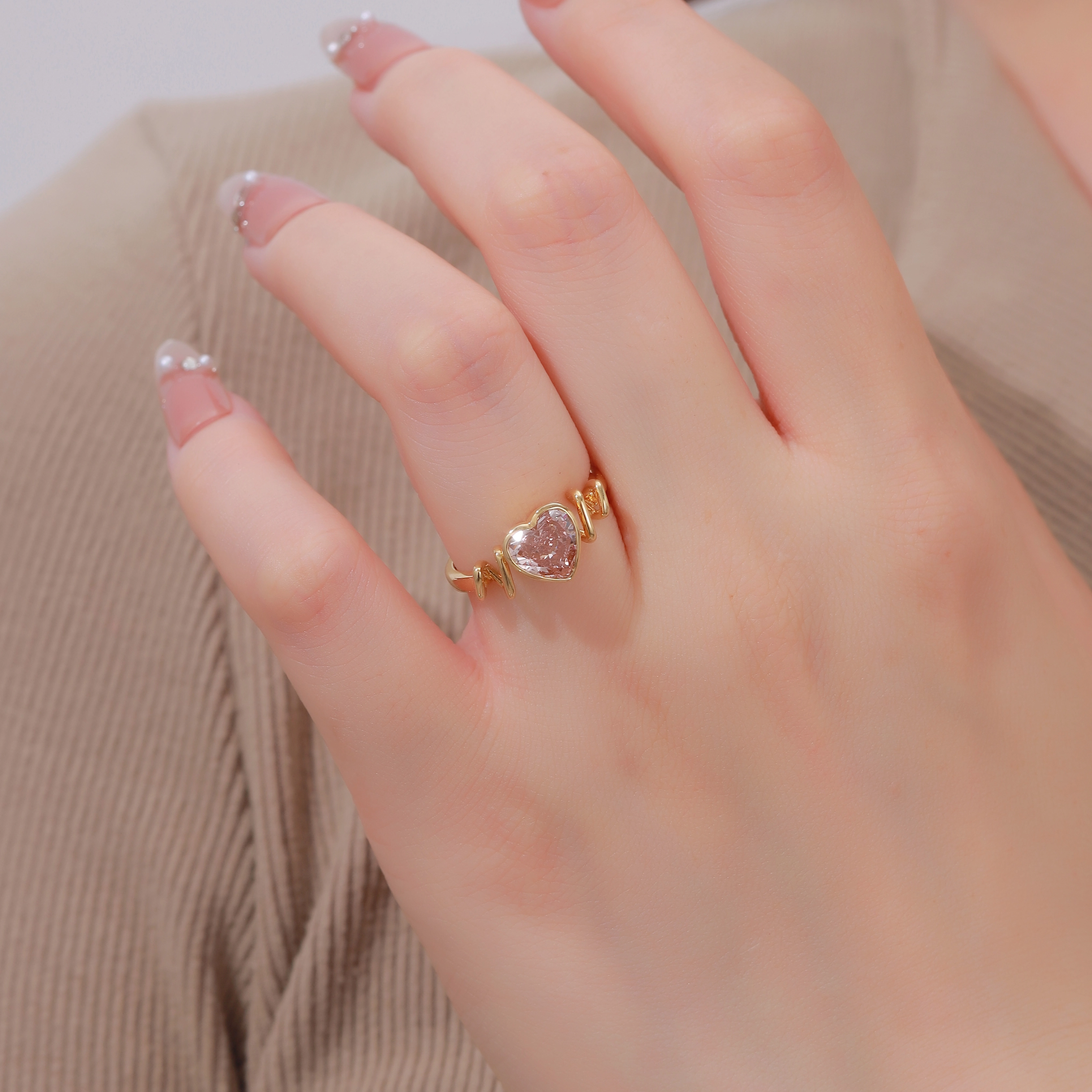 18K lab Diamonds 1.54ct Pink Heart Classic Design Ring VS US6.25 ZKFZ047 1